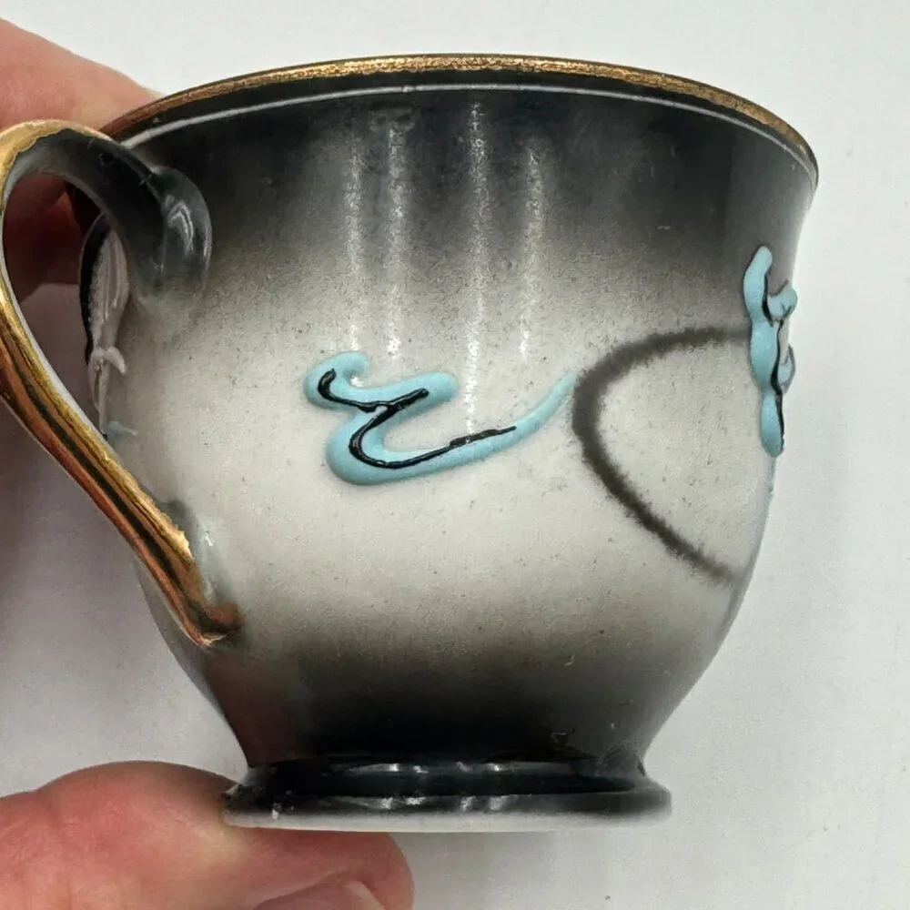 Vintage Dragonware Moriage Demitasse Tea Cup and Saucer Set